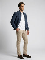 Men's Ribbed Collar Zip Bomber Jacket