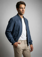Men's Ribbed Collar Zip Bomber Jacket