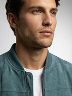 Men's Ribbed Collar Zip Bomber Jacket