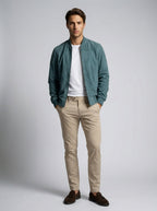 Men's Ribbed Collar Zip Bomber Jacket