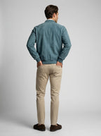 Men's Ribbed Collar Zip Bomber Jacket