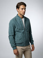 Men's Ribbed Collar Zip Bomber Jacket