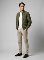 Men's Ribbed Collar Zip Bomber Jacket