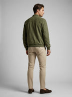 Men's Ribbed Collar Zip Bomber Jacket