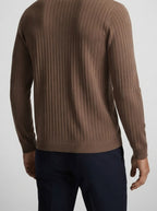 Men's Ribbed Knit Long Sleeve Polo Shirt