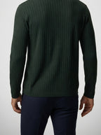 Men's Ribbed Knit Long Sleeve Polo Shirt