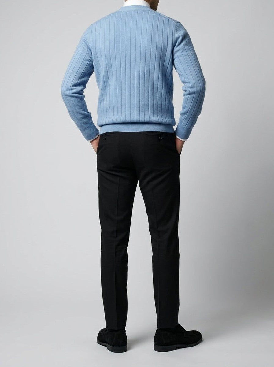 Men's Ribbed Knit V-Neck Button Front Cardigan