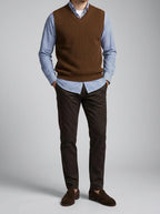 Men's Ribbed Knit V-Neck Sleeveless Jumper