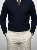 Men's Slim Fit Mock Neck Half Zip Jumper