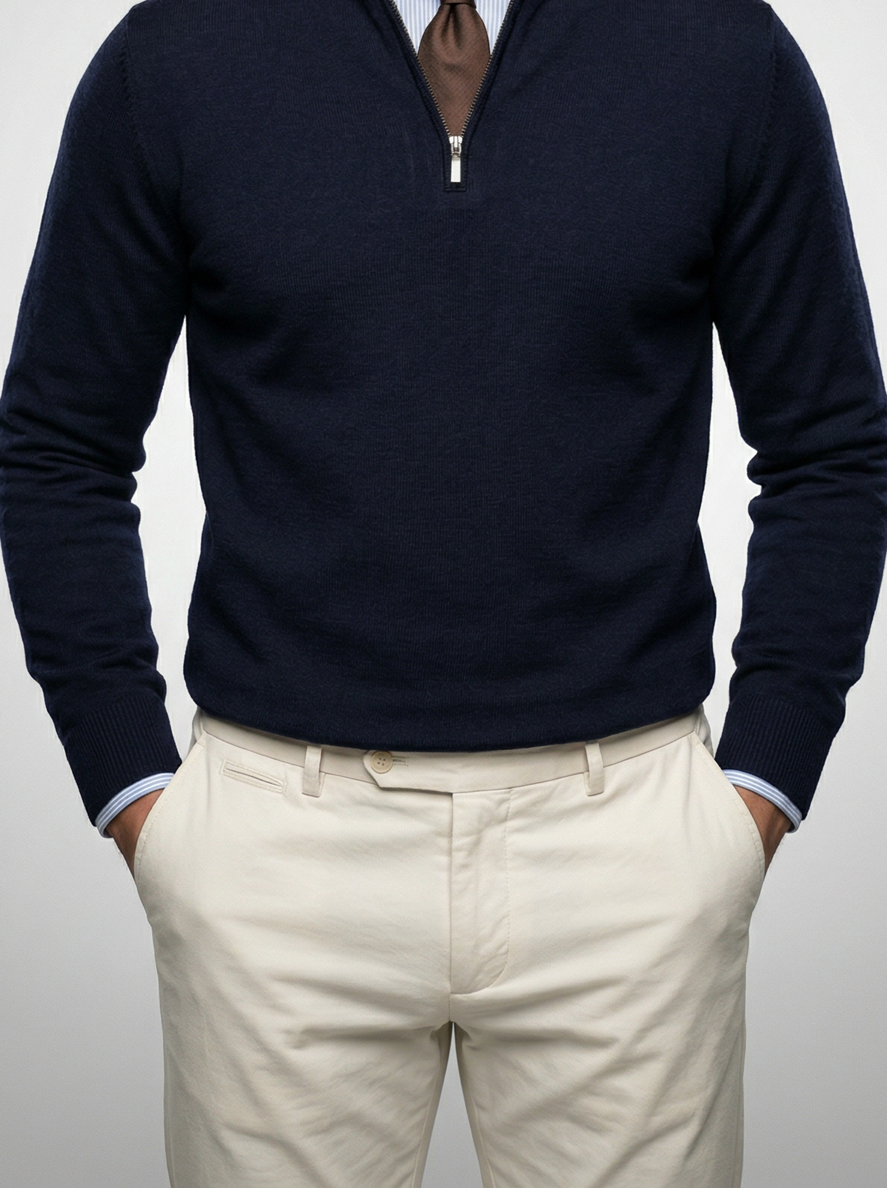 Men's Slim Fit Mock Neck Half Zip Jumper