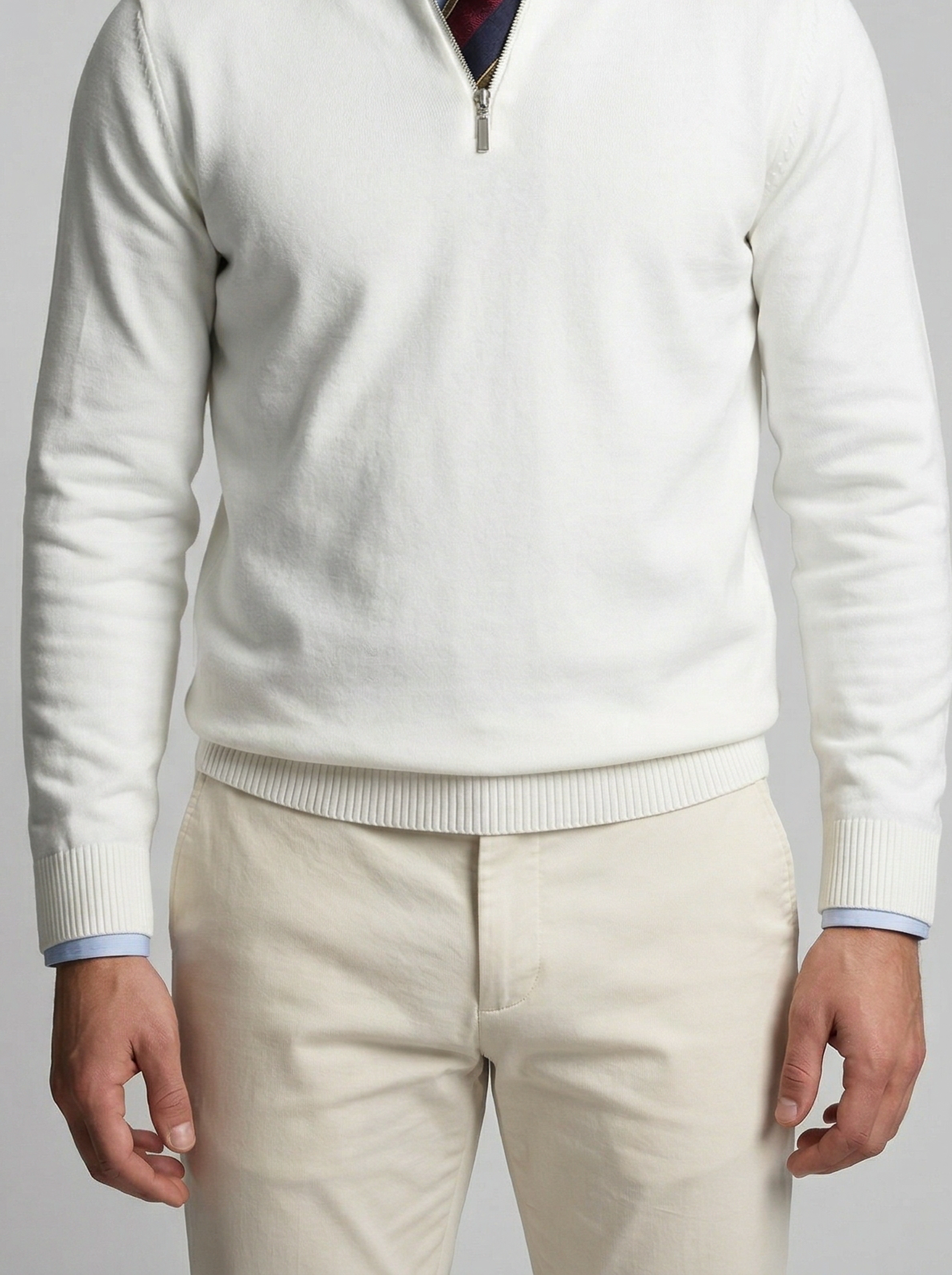 Men's Slim Fit Mock Neck Half Zip Jumper