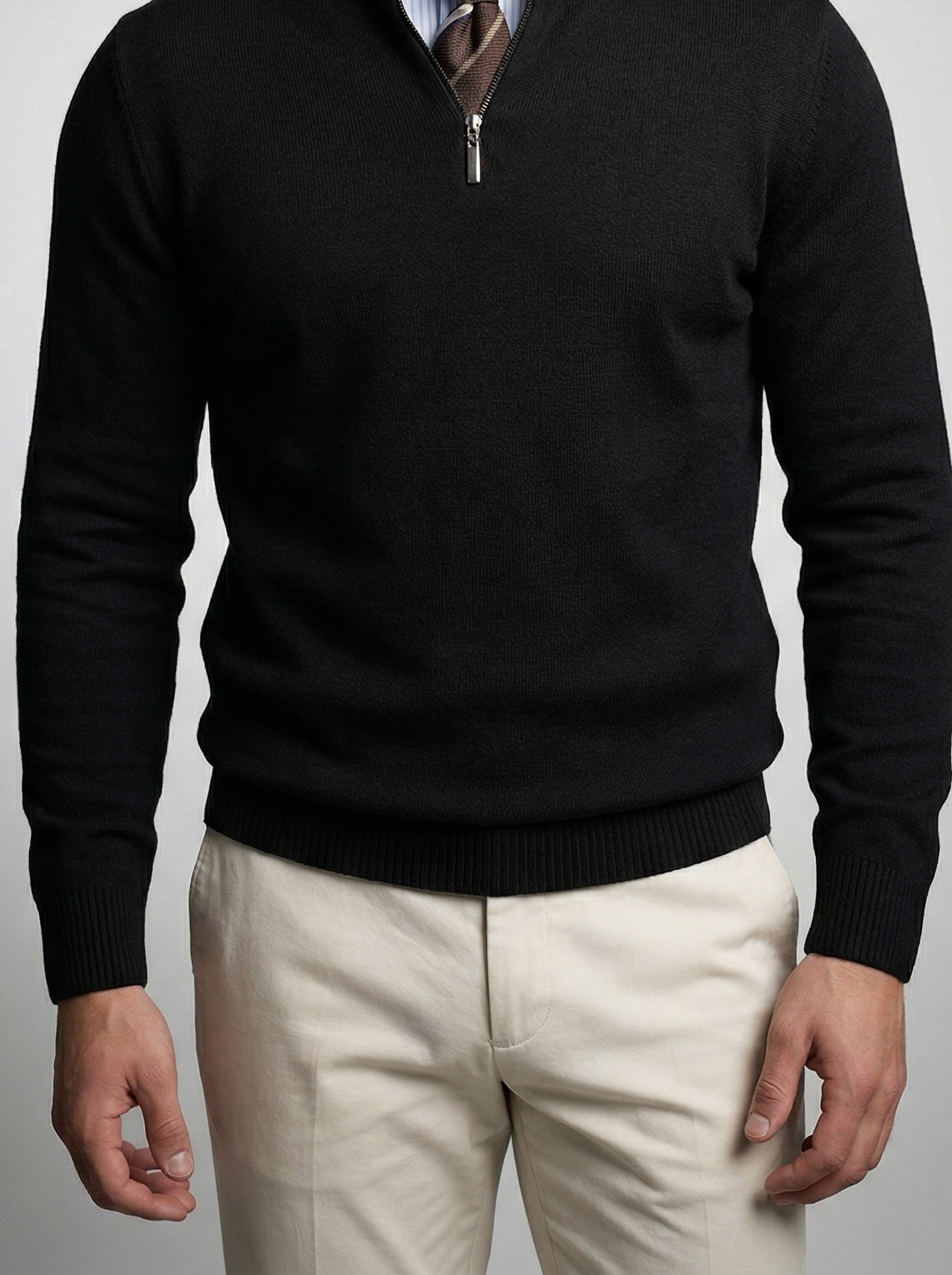 Men's Slim Fit Mock Neck Half Zip Jumper