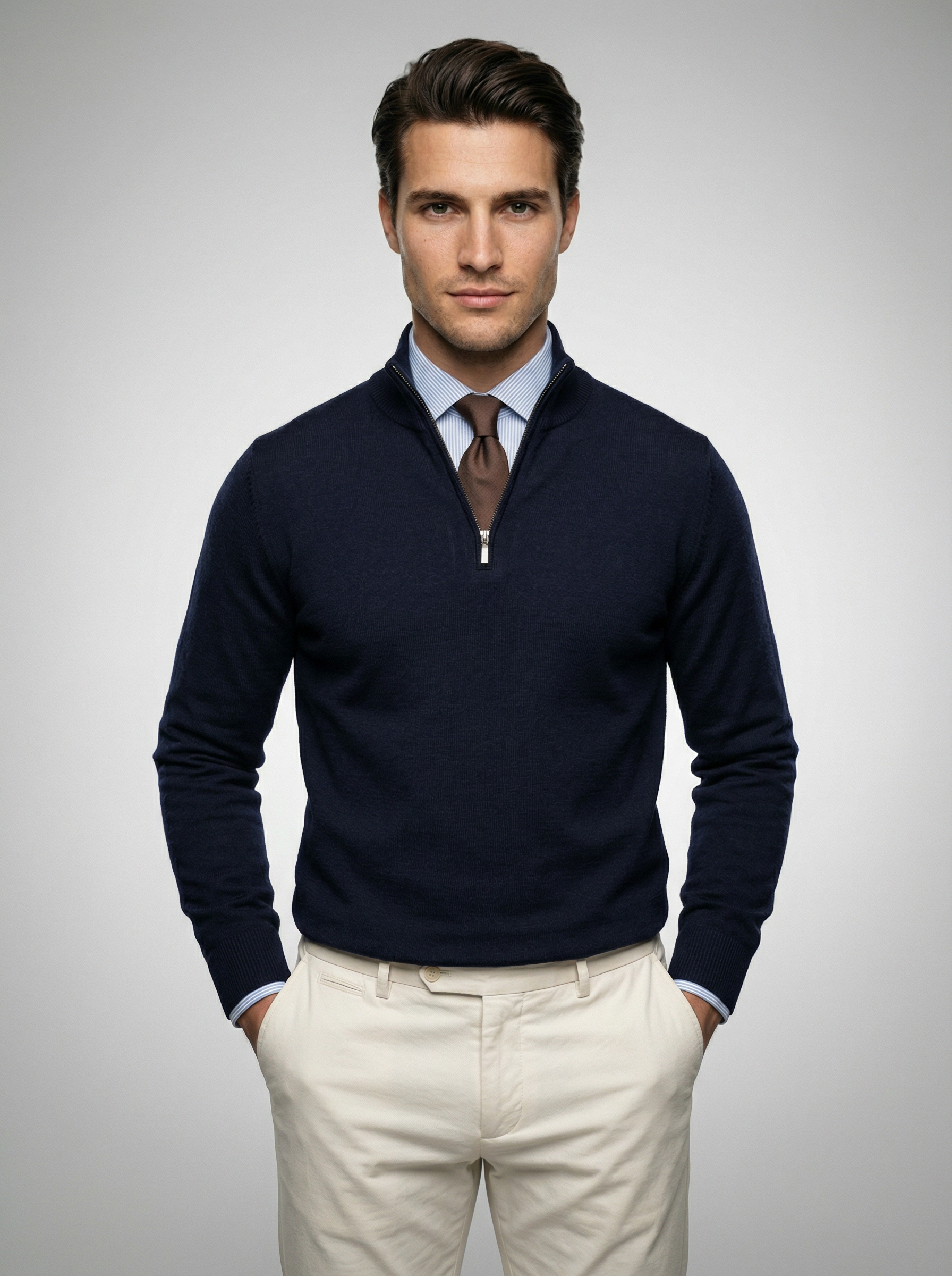 Men's Slim Fit Mock Neck Half Zip Sweater