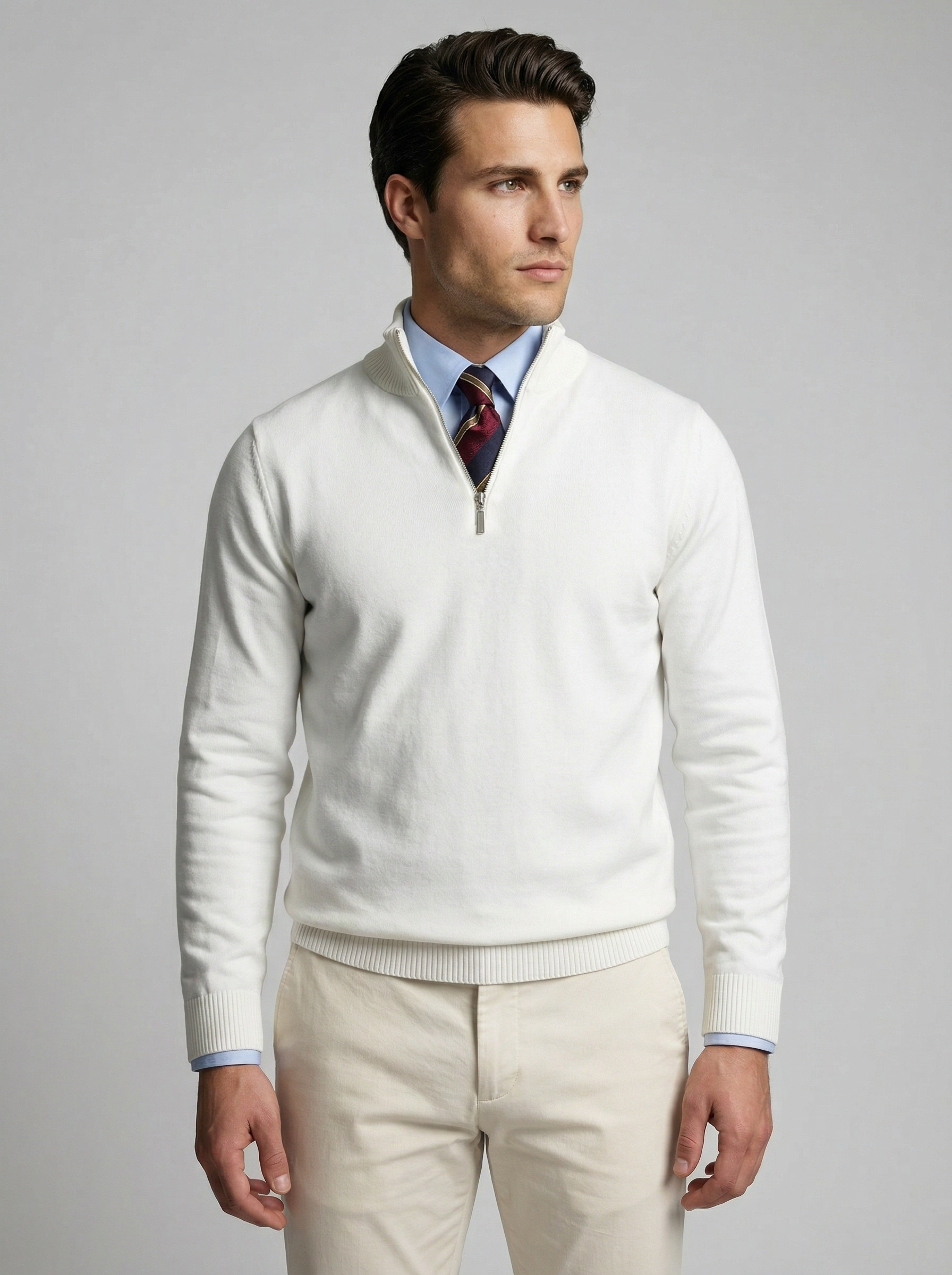 Men's Slim Fit Mock Neck Half Zip Sweater