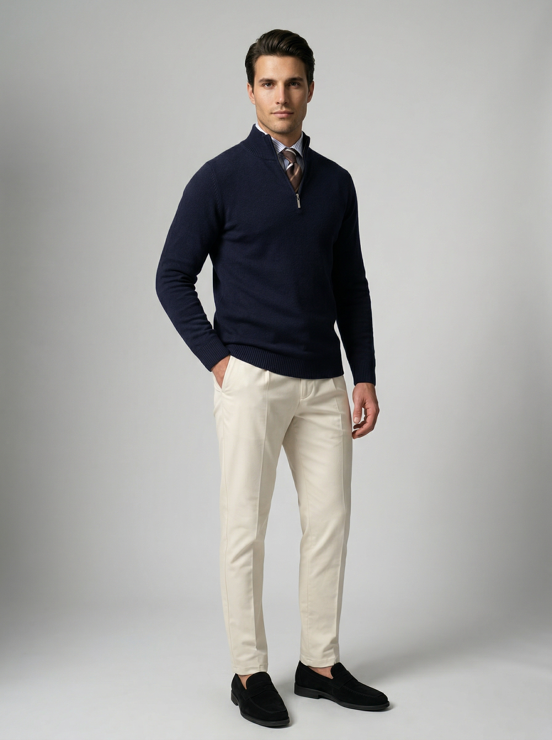 Men's Slim Fit Mock Neck Half Zip Sweater