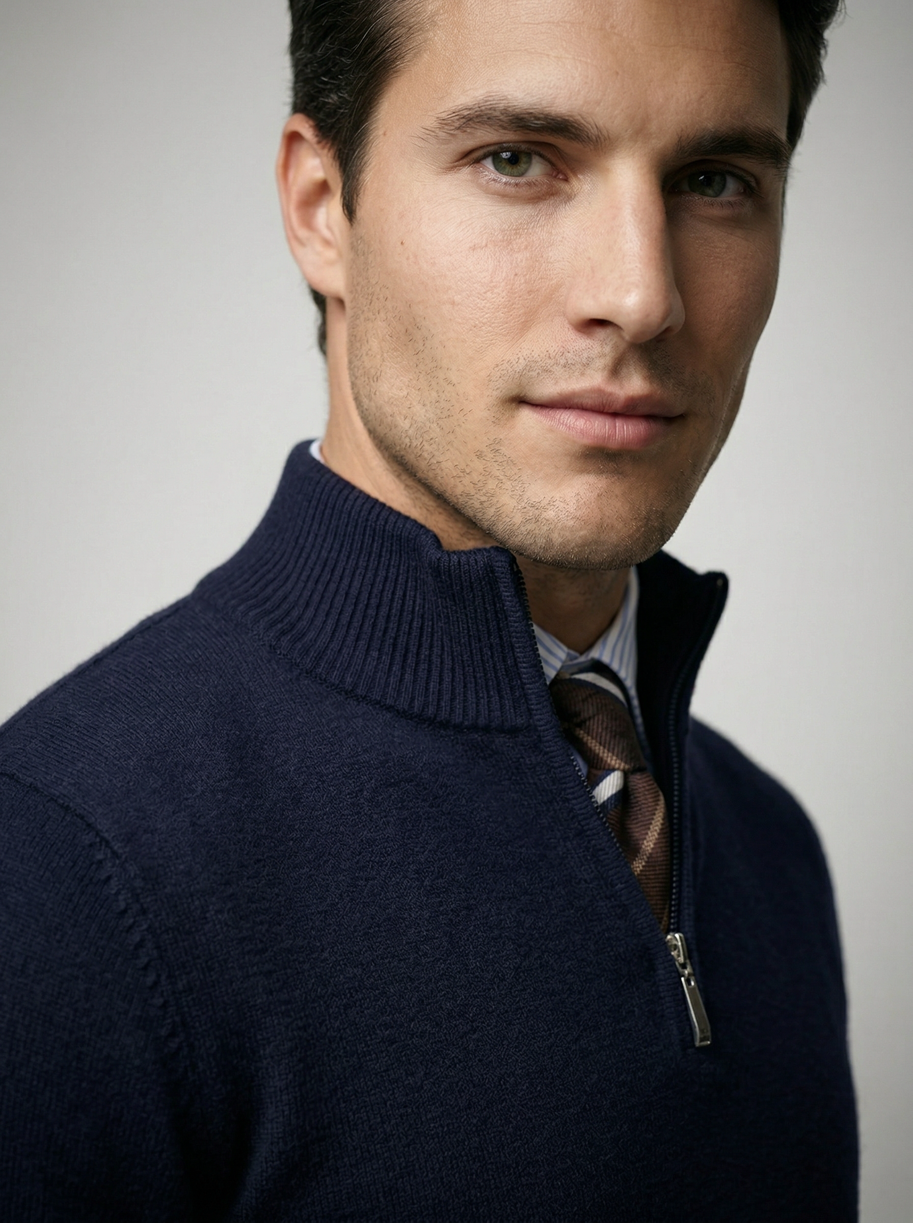 Men's Slim Fit Mock Neck Half Zip Sweater