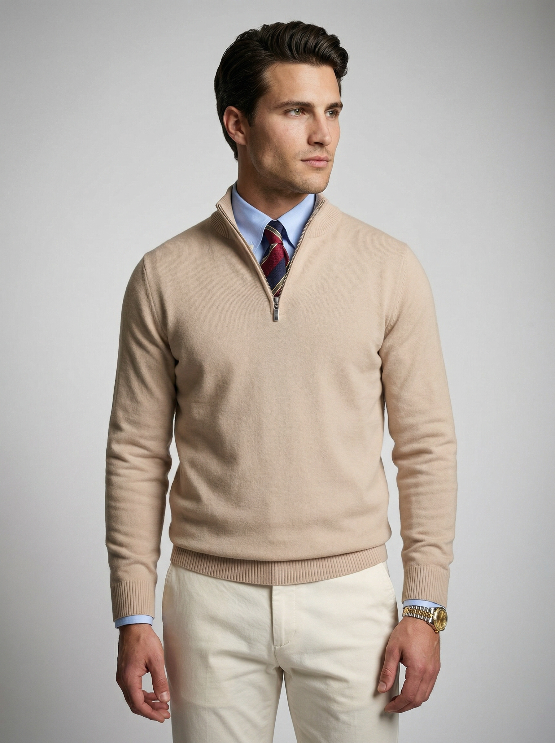 Men's Slim Fit Mock Neck Half Zip Sweater