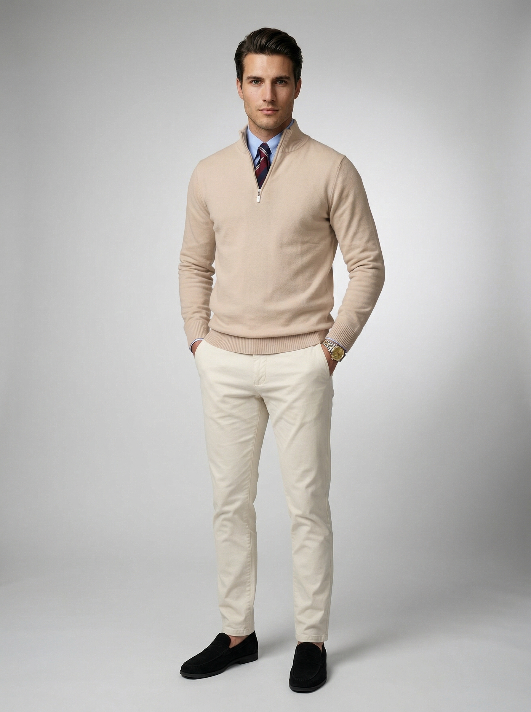 Men's Slim Fit Mock Neck Half Zip Sweater