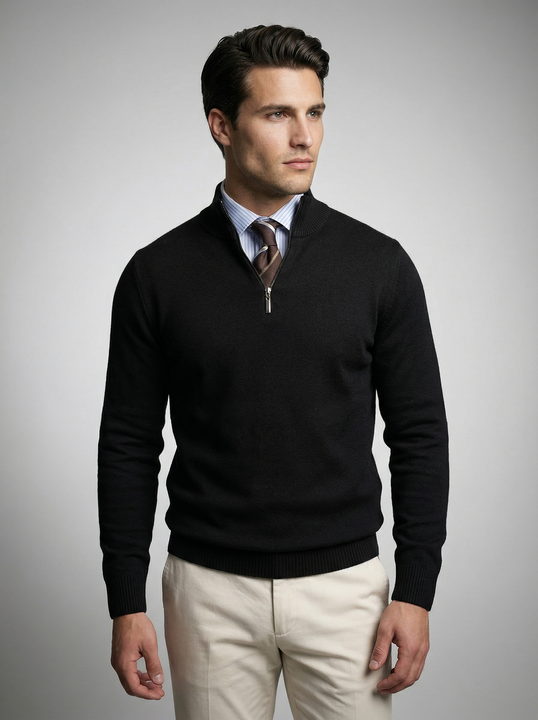 Men's Slim Fit Mock Neck Half Zip Sweater