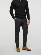 Men's Smart-Casual Cable Knit Long Sleeve Polo Shirt
