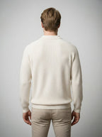 Men's Smart-Casual Knit Long Sleeve Quarter Zip Polo Shirt