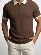 Men's Smart-Casual Knit Quarter Zip Polo Shirt