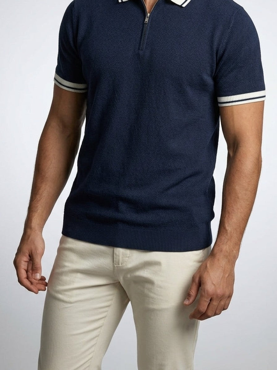 Men's Smart-Casual Knit Quarter Zip Polo Shirt