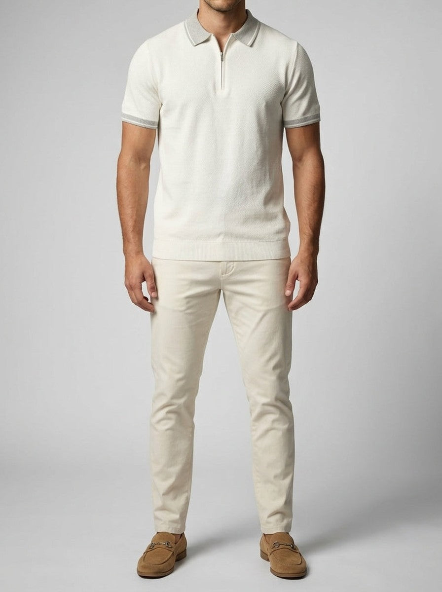 Men's Smart-Casual Knit Quarter Zip Polo Shirt