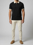 Men's Smart-Casual Knit Quarter Zip Polo Shirt