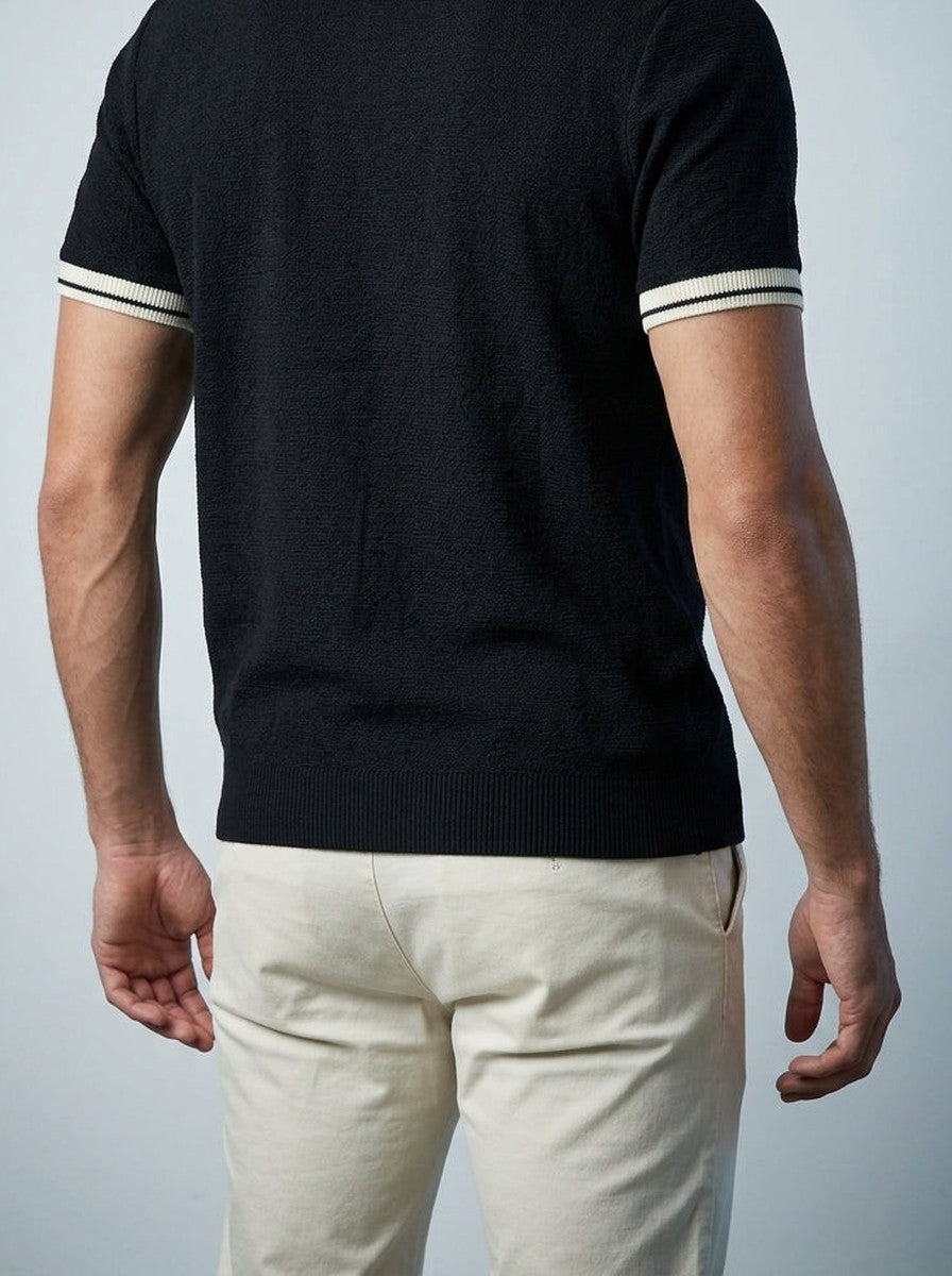 Men's Smart-Casual Knit Quarter Zip Polo Shirt