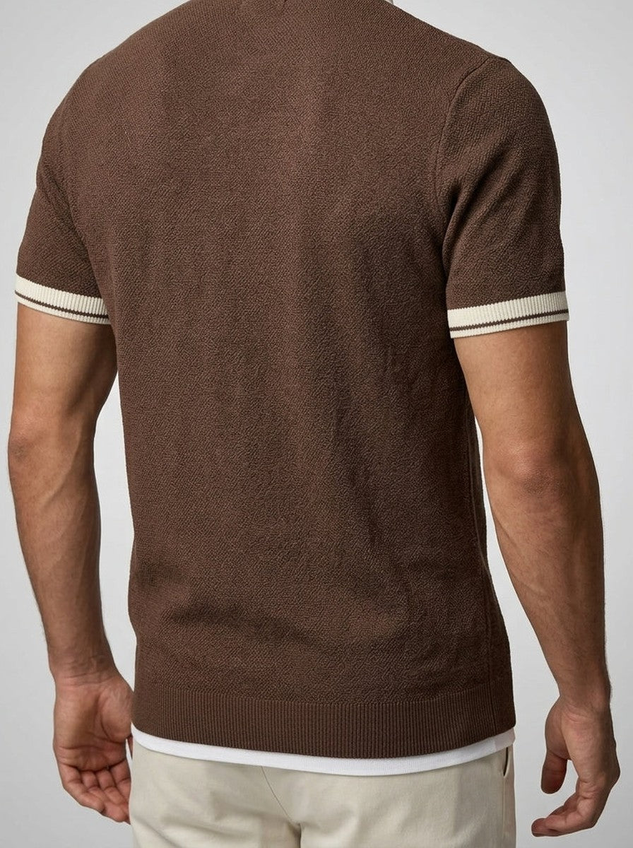 Men's Smart-Casual Knit Quarter Zip Polo Shirt