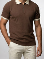 Men's Smart-Casual Knit Quarter Zip Polo Shirt