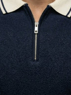 Men's Smart-Casual Knit Quarter Zip Polo Shirt