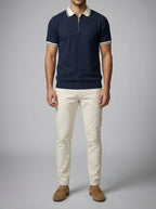 Men's Smart-Casual Knit Quarter Zip Polo Shirt