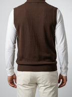 Men's Smart-Casual Knit Sleeveless Polo Shirt with Button Front