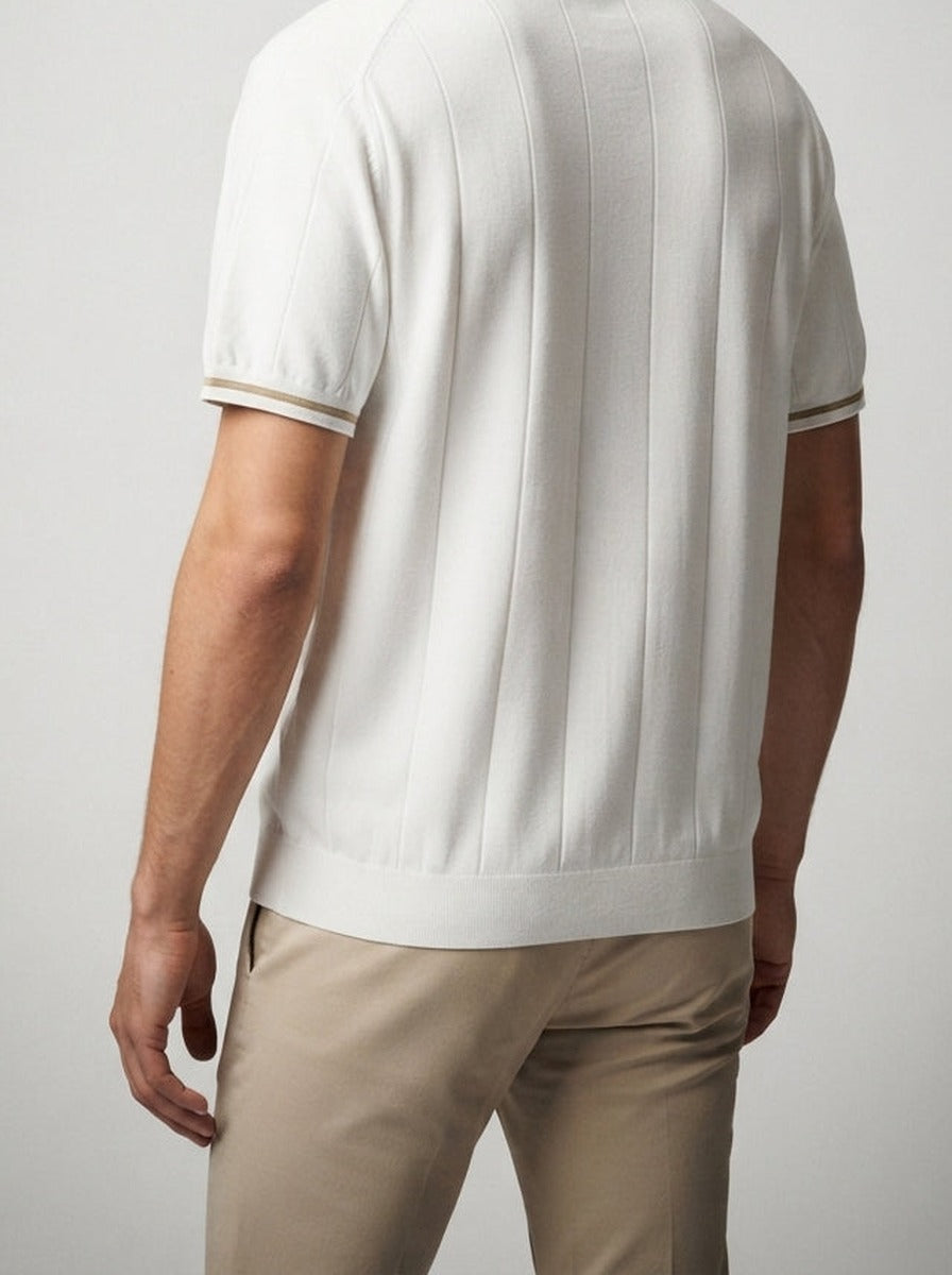 Men's Smart-Casual Knitted Short Sleeve Zip Polo Shirt