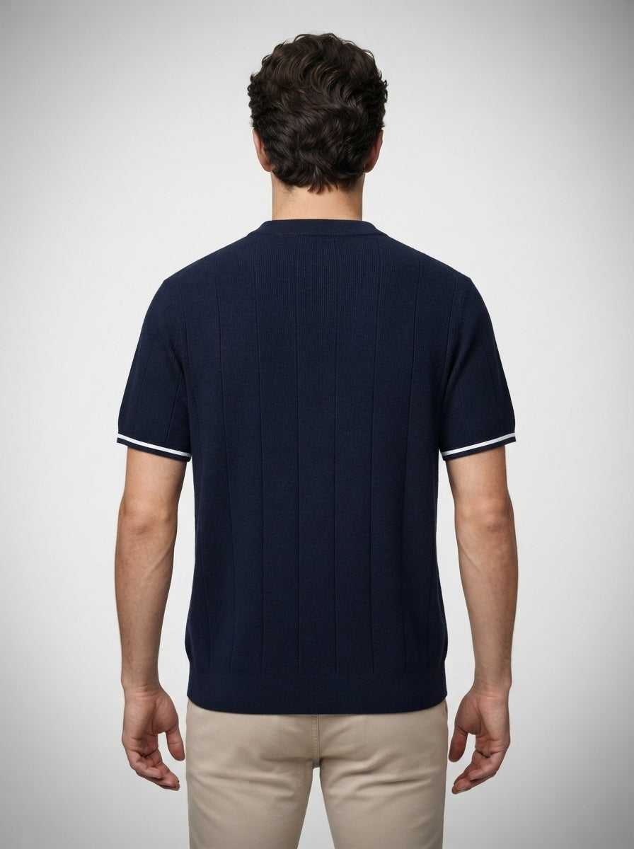 Men's Smart-Casual Knitted Short Sleeve Zip Polo Shirt