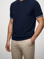 Men's Smart-Casual Knitted Short Sleeve Zip Polo Shirt