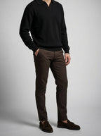 Men's Smart-Casual Oversized Waffle Knit Long Sleeve Polo Shirt