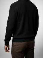 Men's Smart-Casual Oversized Waffle Knit Long Sleeve Polo Shirt