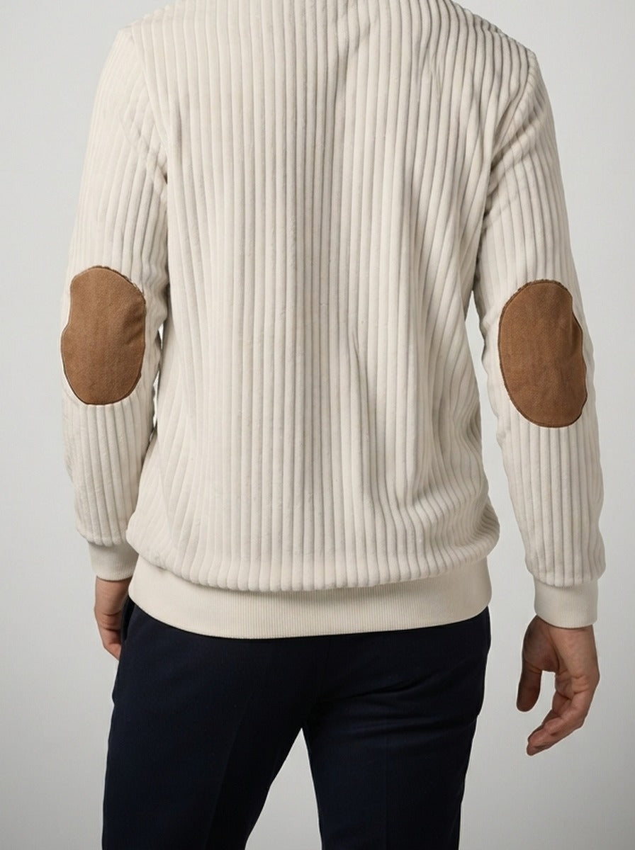 Men's Smart-Casual Ribbed Knit Quarter Zip Polo Shirt