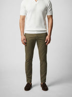 Men's Smart-Casual Ribbed Knit Short Sleeve Polo Shirt with Open Placket