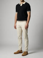 Men's Smart-Casual Ribbed Knit Slim Fit Short Sleeve Polo Shirt