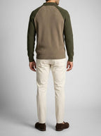 Men's Smart-Casual Ribbed Sleeve Knit Quarter Zip Polo Shirt