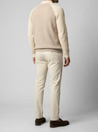 Men's Smart-Casual Ribbed Sleeve Knit Quarter Zip Polo Shirt