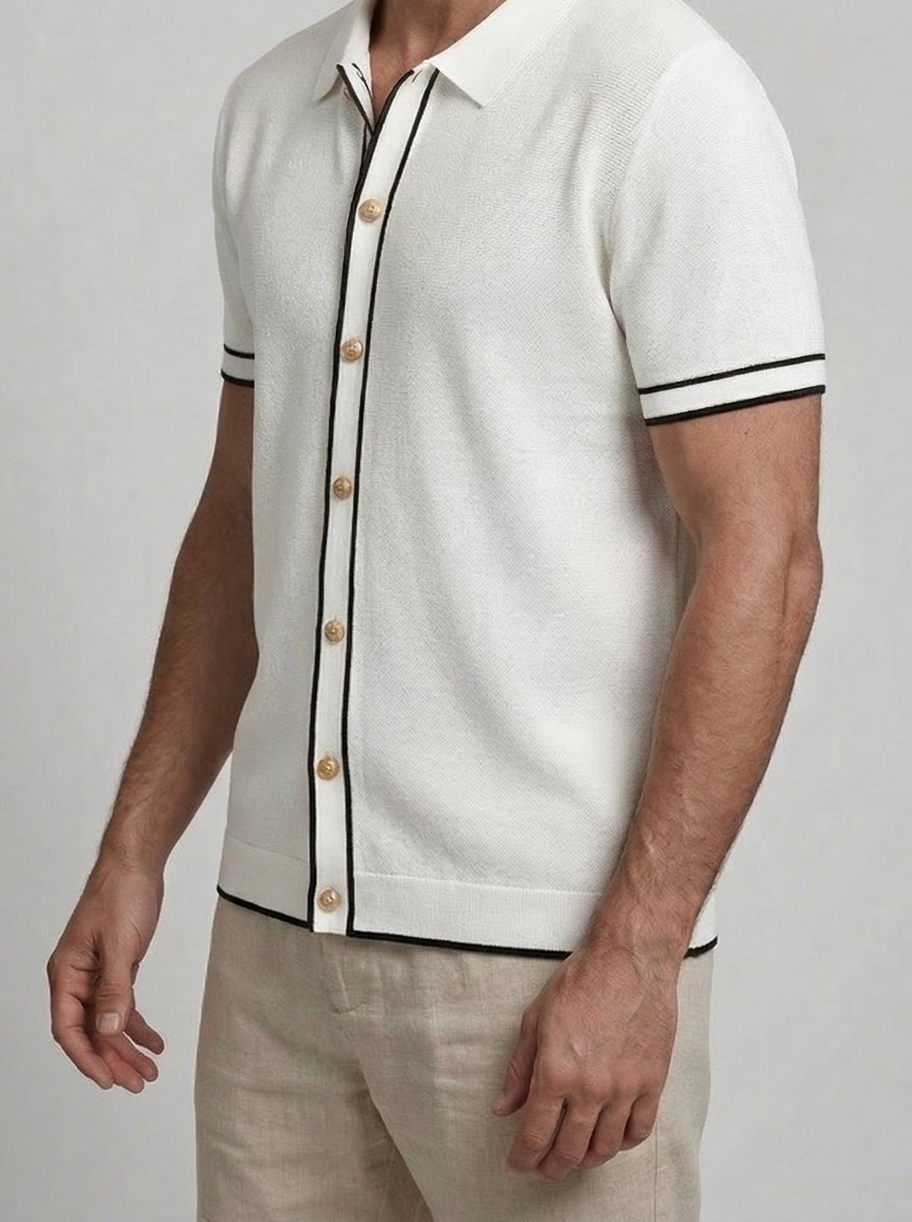 Men's Smart-Casual Short Sleeve Knit Polo Shirt