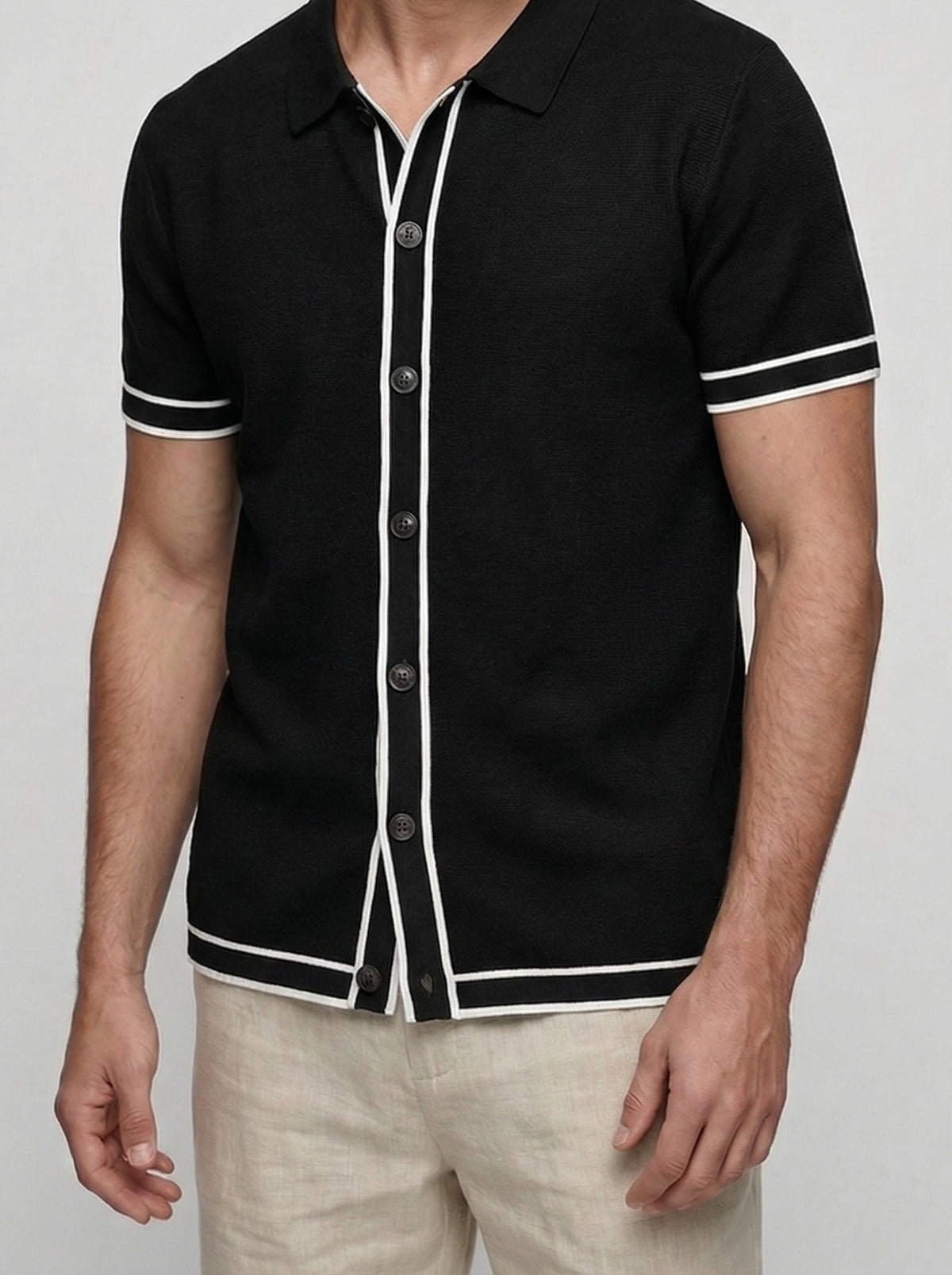 Men's Smart-Casual Short Sleeve Knit Polo Shirt