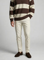 Men's Smart-Casual Striped Knit Long Sleeve Polo Shirt with Collar