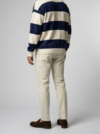 Men's Smart-Casual Striped Knit Long Sleeve Polo Shirt with Collar