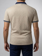 Men's Smart-Casual Textured Knit Slim Fit Polo Shirt with Spread Collar